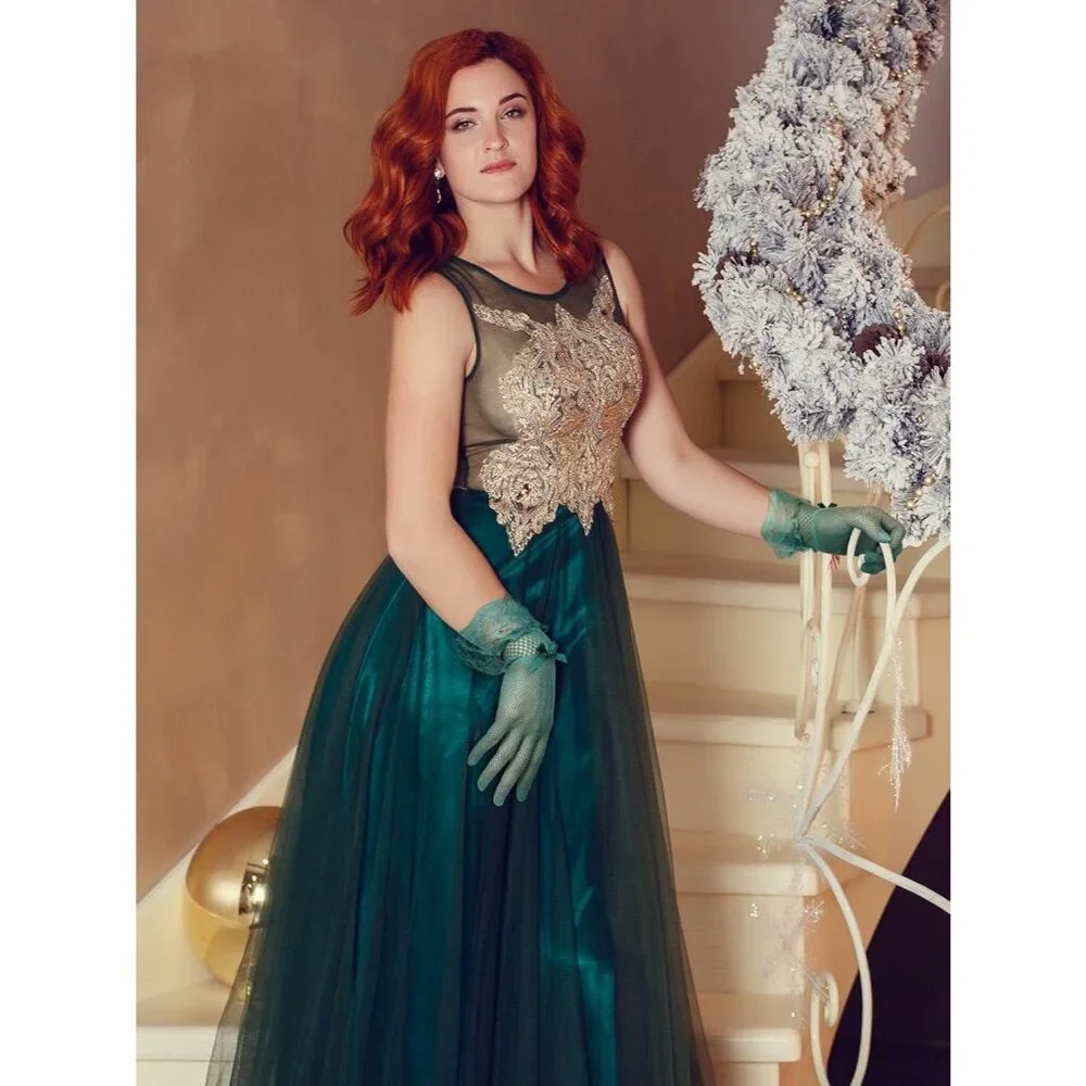 Women's Elegant Green Short Bow Style Lace Gloves Dinner Wedding Party Prom